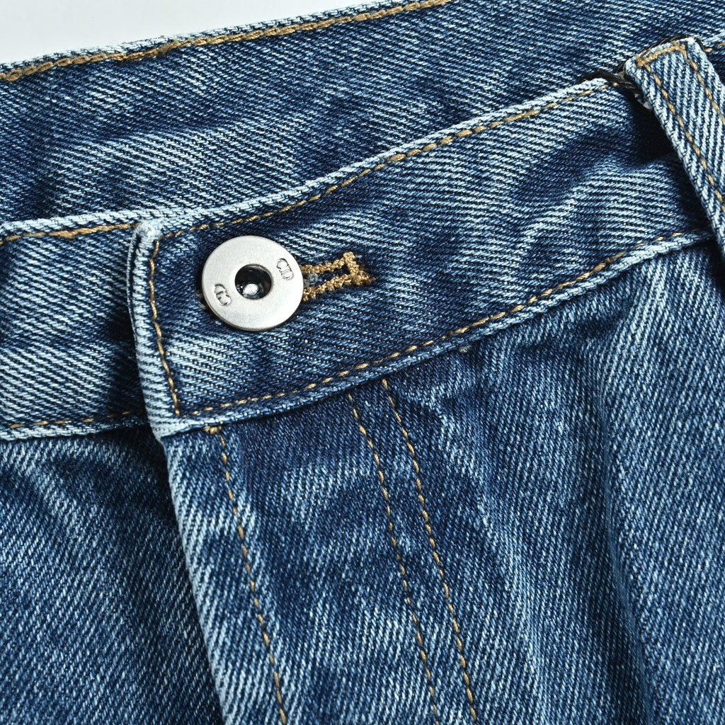 Dior CD Side Stripe Jacquard Letter Leather Patch Denim Jeans - Blue
