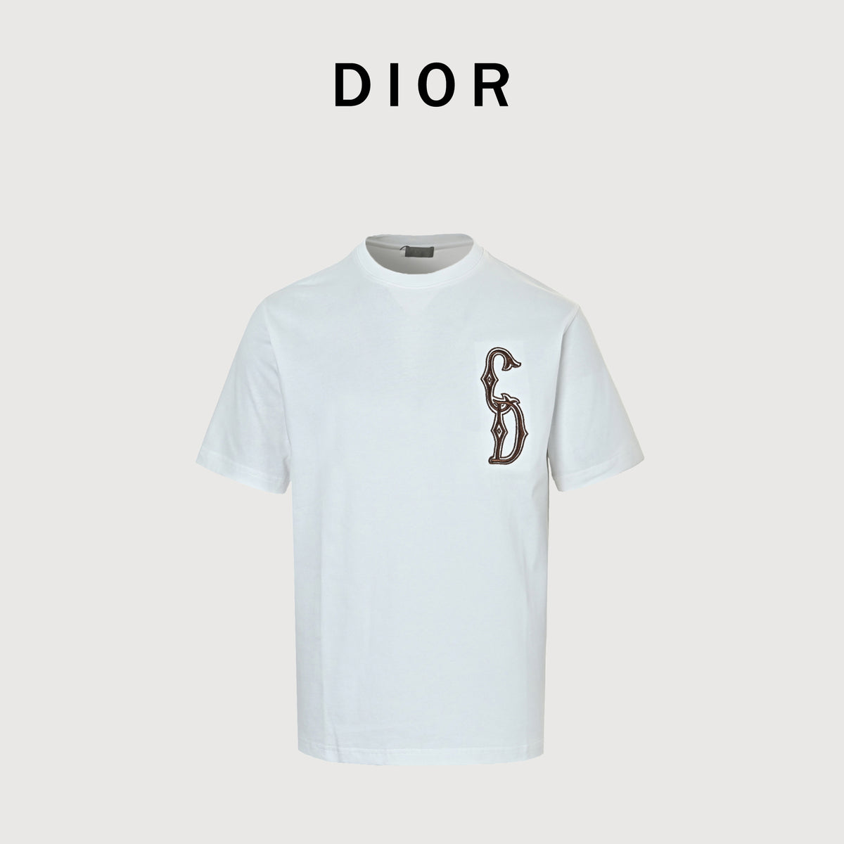 Dior 24SS Gold Thread Embroidered CD Monogram Short Sleeve T-Shirt - White