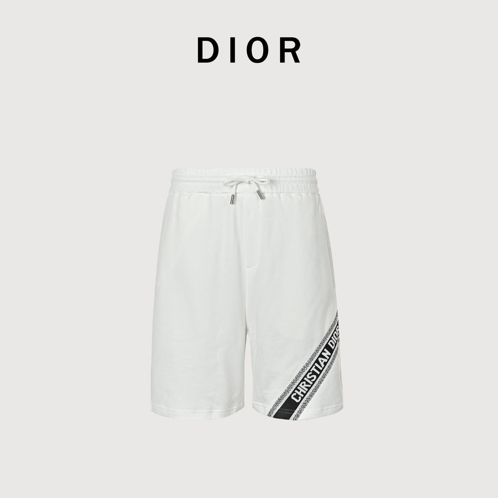 Dior 26SS Letter Jacquard Woven Tape Shorts - White