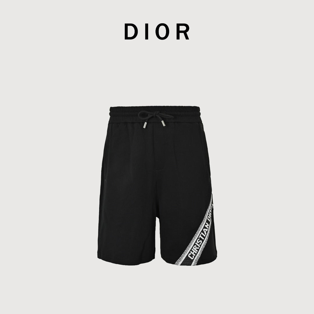 Dior 26SS Letter Jacquard Woven Tape Shorts - Black