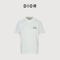 Dior CD Cursive Slogan Chain Embroidered Short Sleeve T-Shirt - White