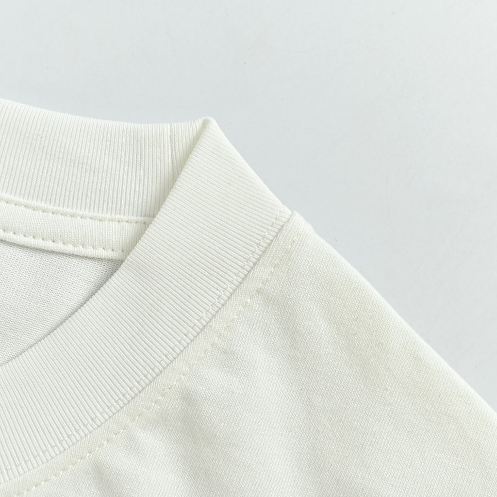 Dior CD Cursive Slogan Chain Embroidered Short Sleeve T-Shirt - White