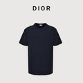 Dior CD Terry Jacquard Velvet Flock Set Short Sleeve T-Shirt - Navy
