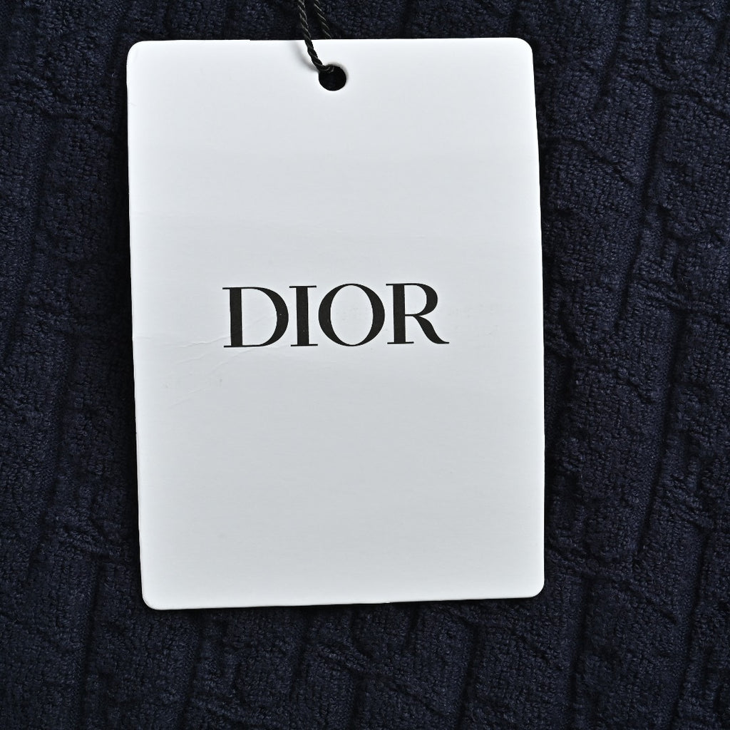 Dior CD Terry Jacquard Velvet Flock Set Short Sleeve T-Shirt - Navy