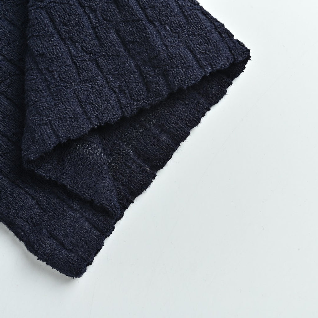 Dior CD Terry Jacquard Velvet Flock Set Short Sleeve T-Shirt - Navy