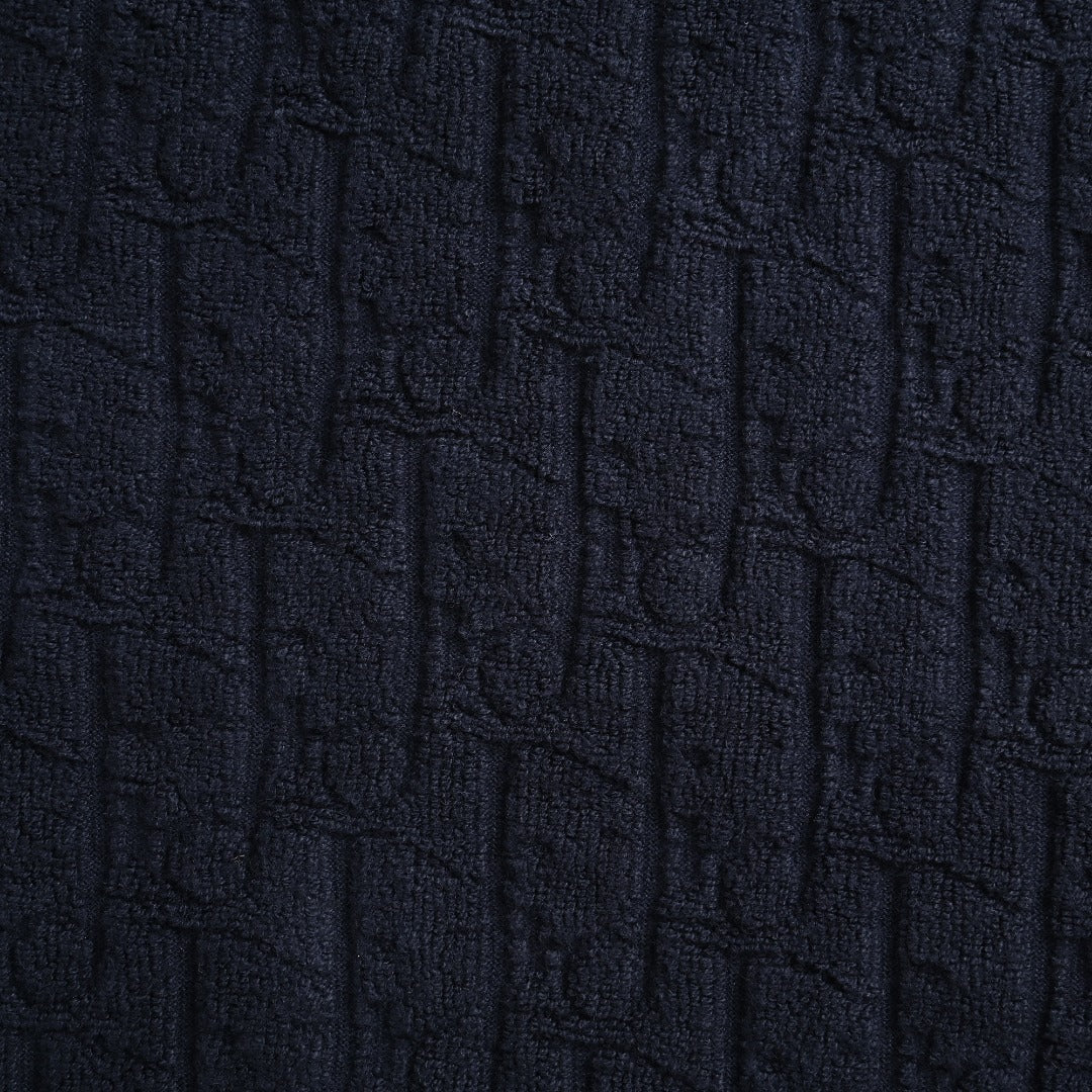 Dior CD Terry Jacquard Velvet Flock Set Short Sleeve T-Shirt - Navy