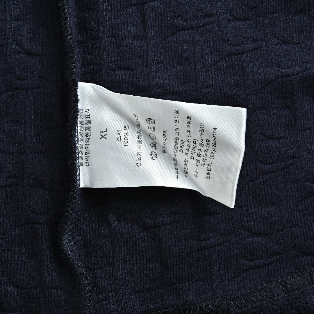 Dior CD Terry Jacquard Velvet Flock Set Short Sleeve T-Shirt - Navy