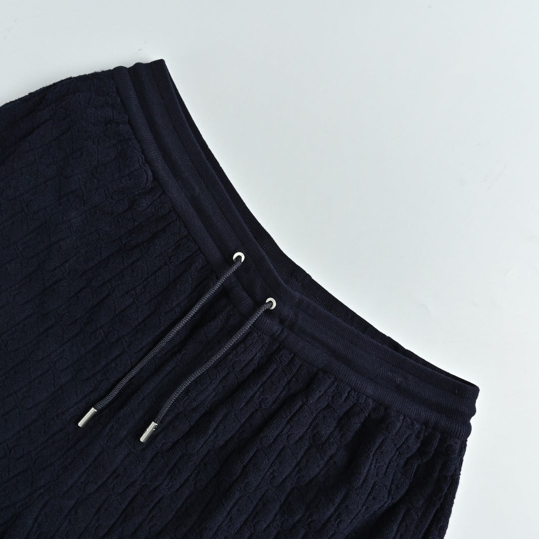 Dior CD Terry Jacquard Velvet Flock Set Shorts - Navy