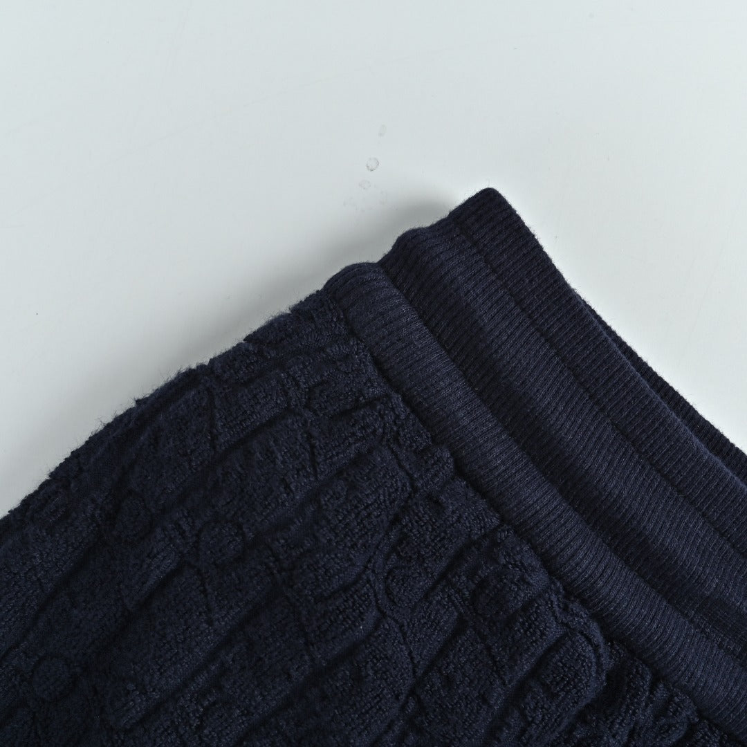 Dior CD Terry Jacquard Velvet Flock Set Shorts - Navy