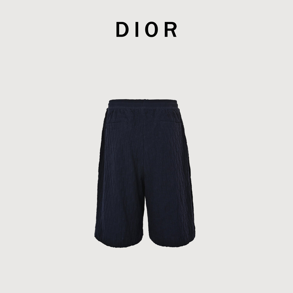 Dior CD Terry Jacquard Velvet Flock Set Shorts - Navy