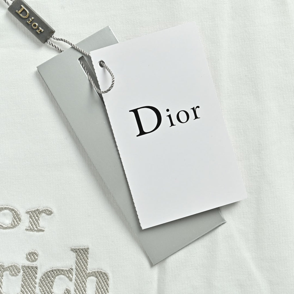 Dior Forest Caterpillar 3D Embroidered Short Sleeve T-Shirt - White