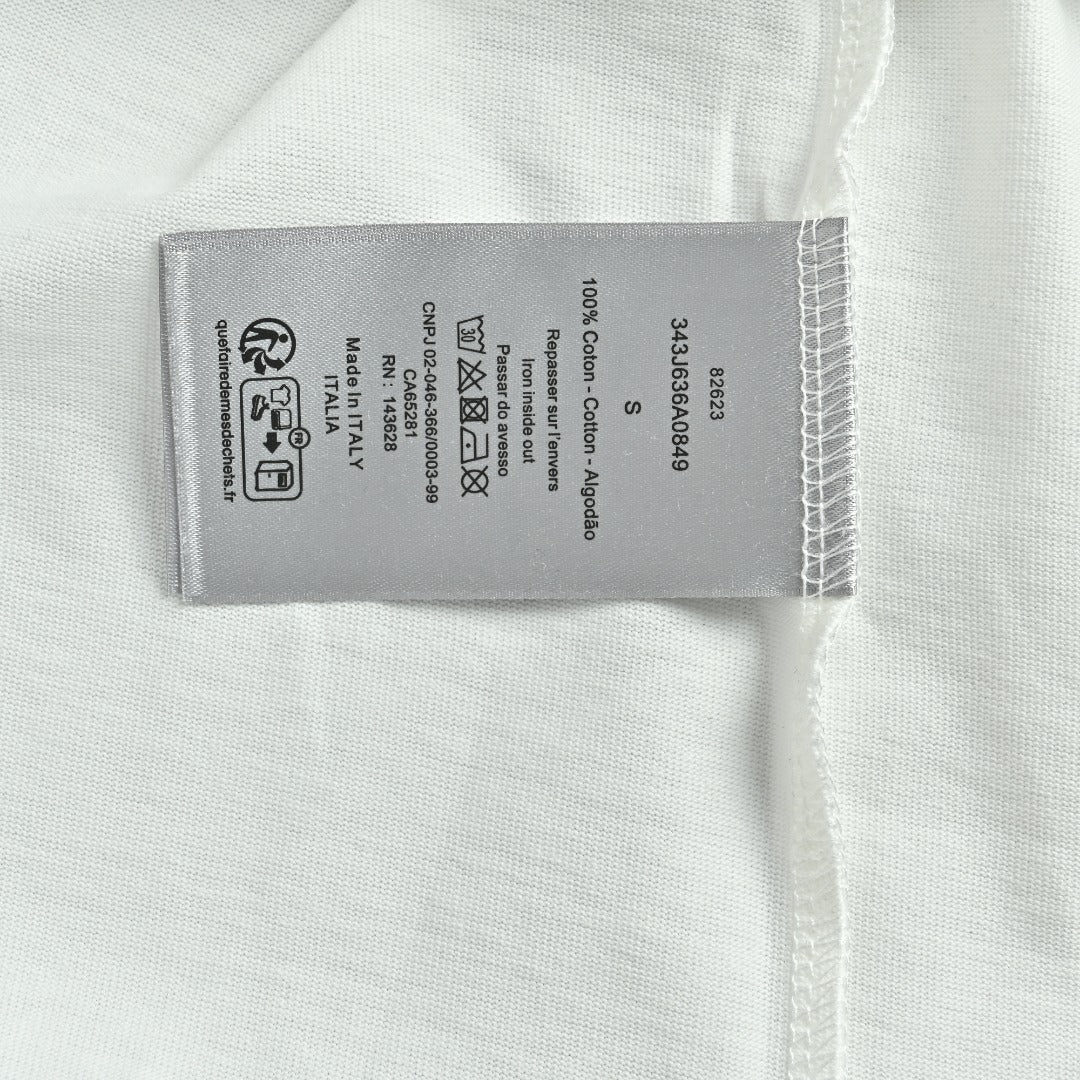 Dior Forest Caterpillar 3D Embroidered Short Sleeve T-Shirt - White
