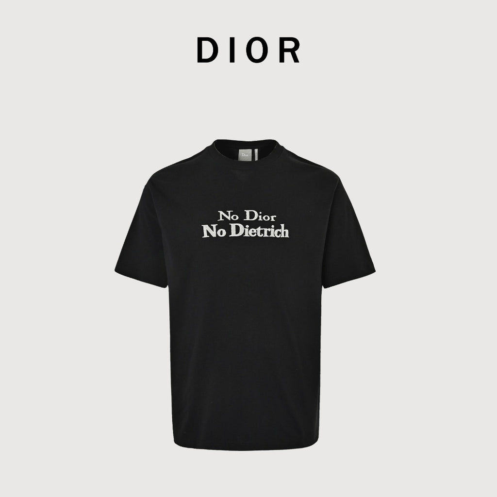 Dior 26SS Letter Badge Embroidered Short Sleeve T-Shirt - Black