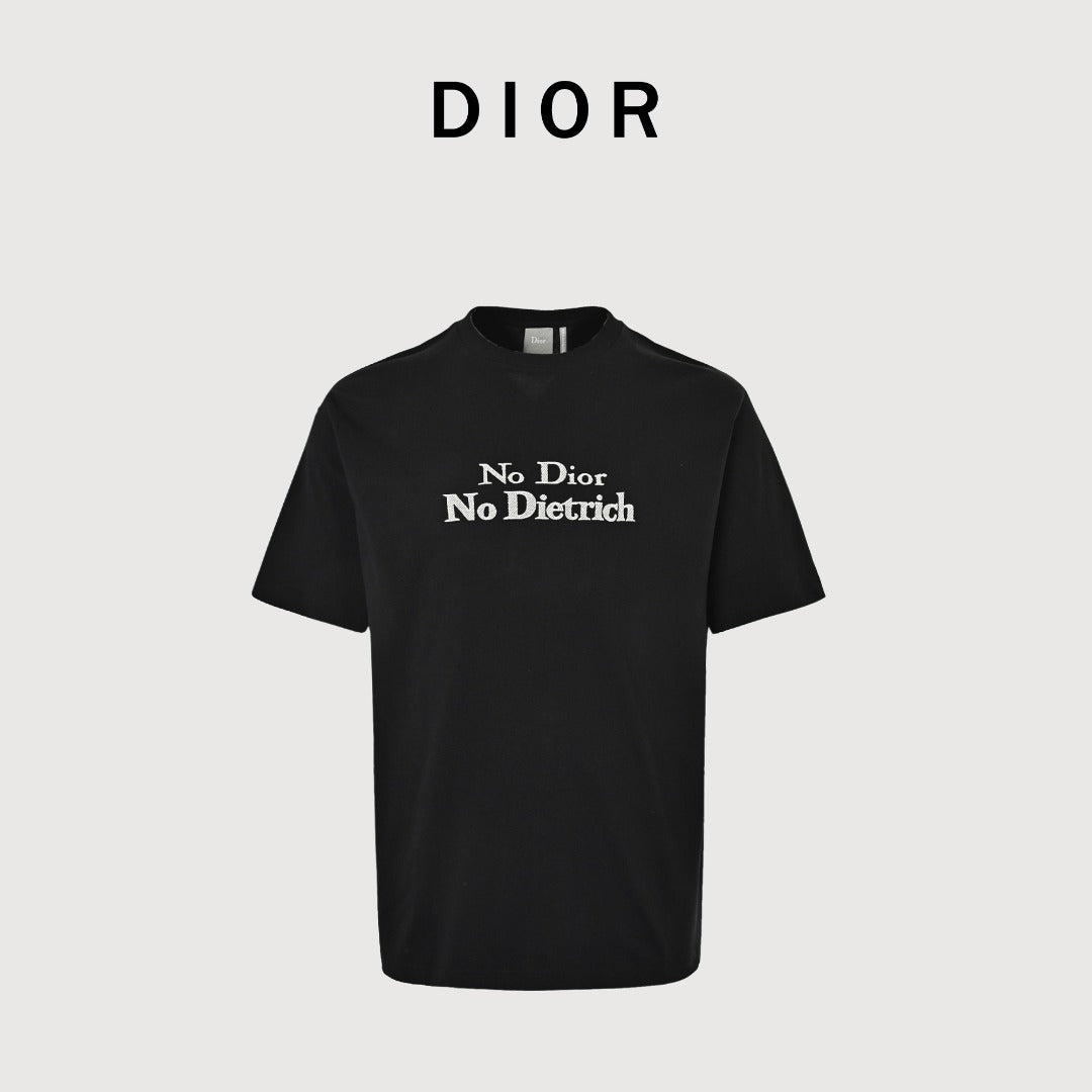 Dior 26SS Letter Badge Embroidered Short Sleeve T-Shirt - Black