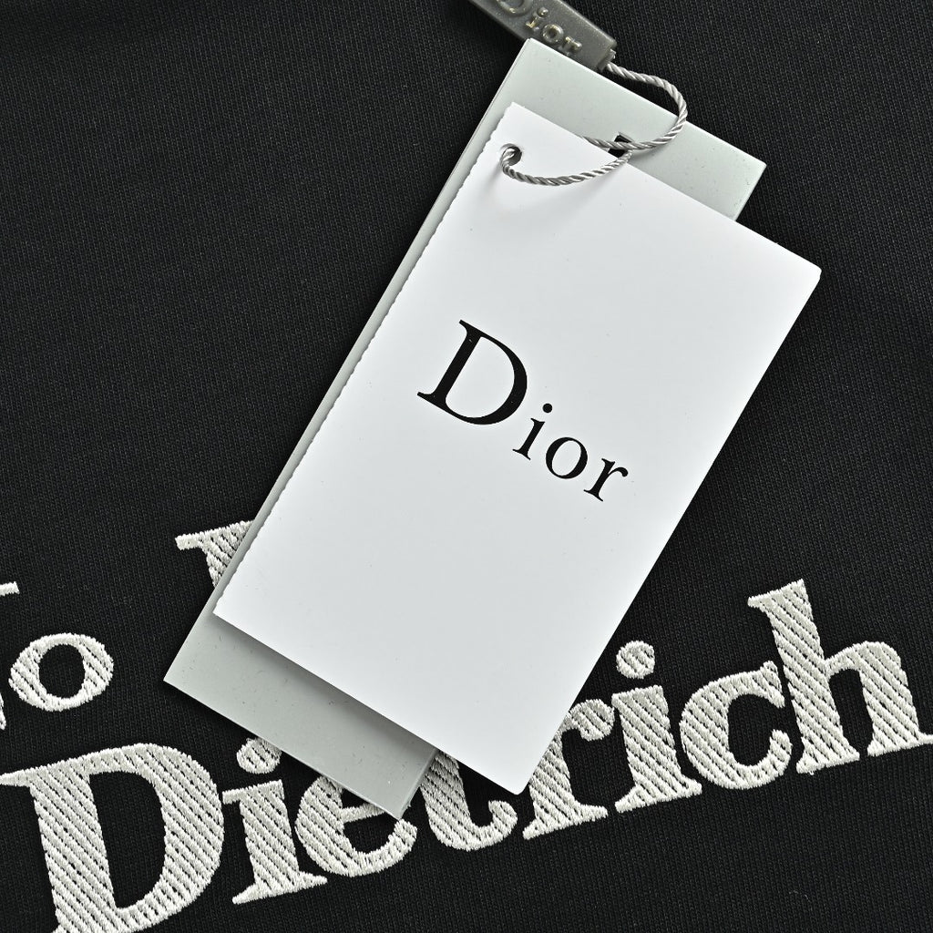 Dior 26SS Letter Badge Embroidered Short Sleeve T-Shirt - Black
