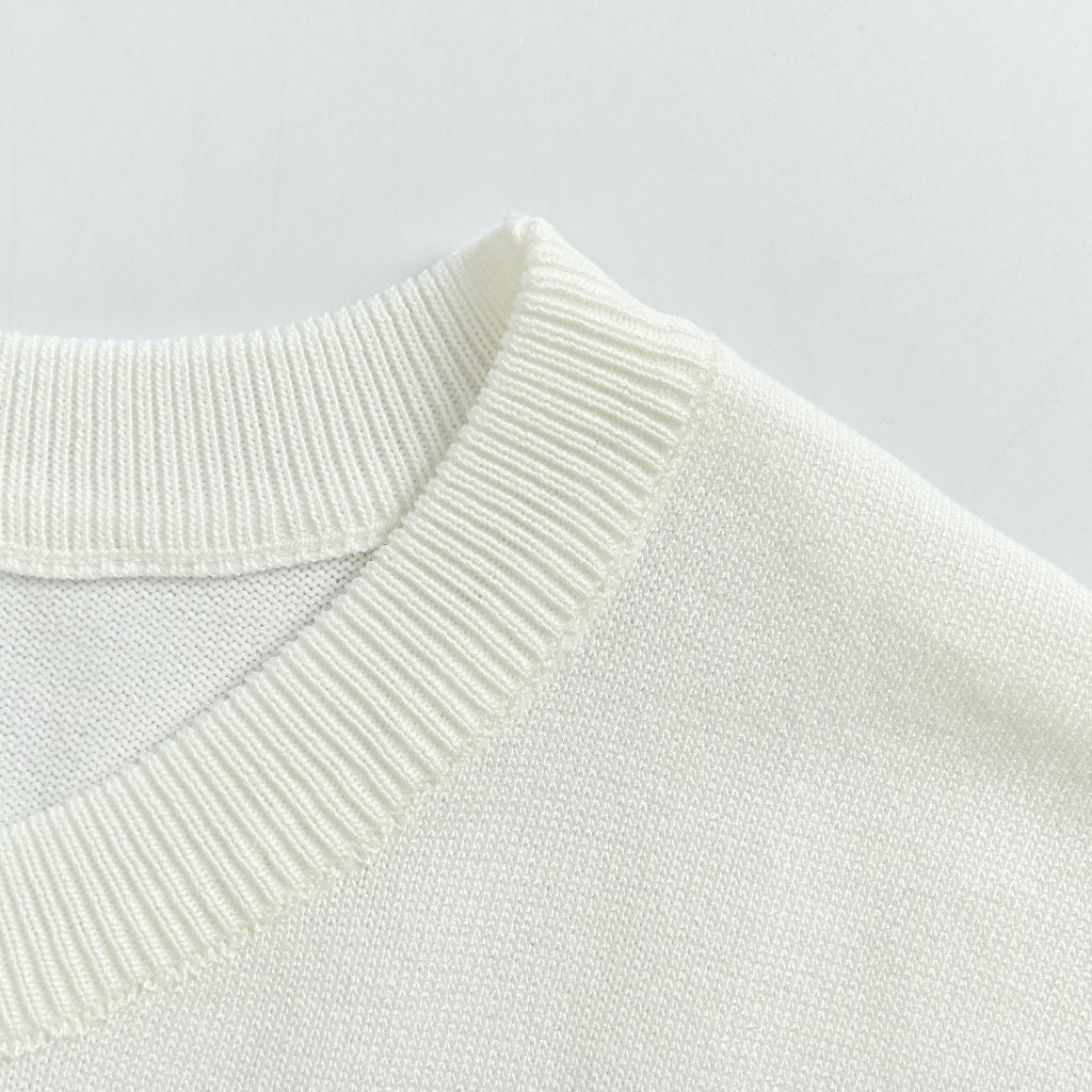 Dior Christian Dior Chest Letter Jacquard Knit Stripe Short Sleeve T-Shirt - White