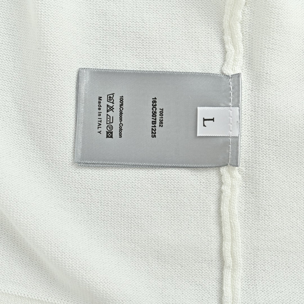 Dior Christian Dior Chest Letter Jacquard Knit Stripe Short Sleeve T-Shirt - White