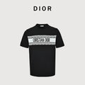 Dior Christian Dior Chest Letter Jacquard Knit Stripe Short Sleeve T-Shirt - Black