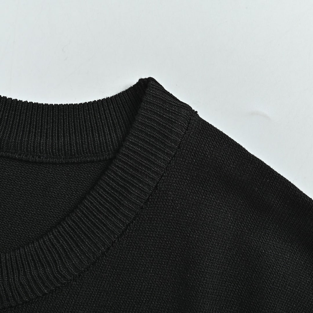 Dior Christian Dior Chest Letter Jacquard Knit Stripe Short Sleeve T-Shirt - Black