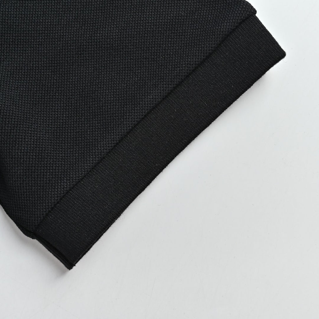 Dior CD Square Badge Pocket Embroidered Letter Short Sleeve Polo Shirt - Black