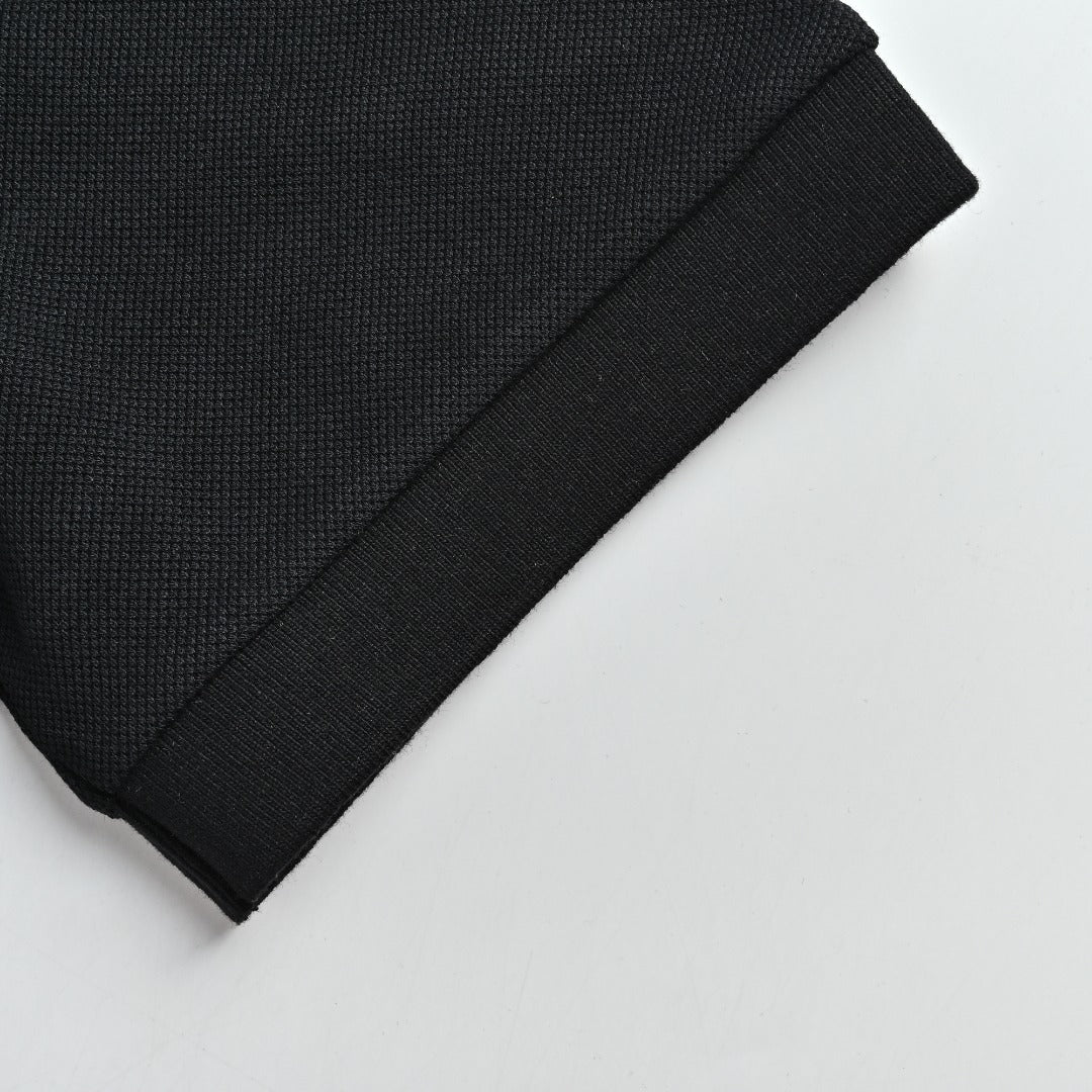 Dior CD Square Badge Pocket Embroidered Letter Short Sleeve Polo Shirt - Black