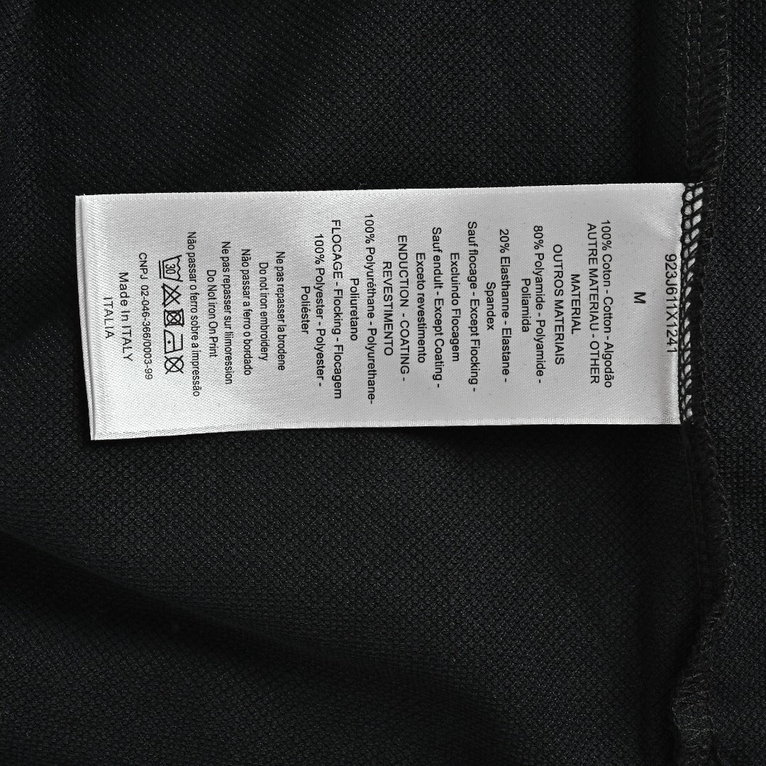 Dior CD Square Badge Pocket Embroidered Letter Short Sleeve Polo Shirt - Black
