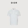 Dior CD Square Badge Pocket Letter Embroidered Short Sleeve Polo Shirt - White