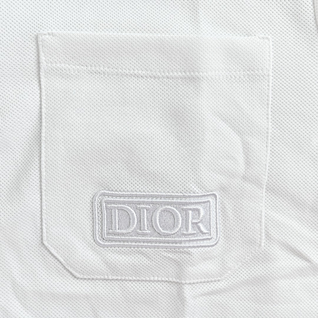 Dior CD Square Badge Pocket Letter Embroidered Short Sleeve Polo Shirt - White