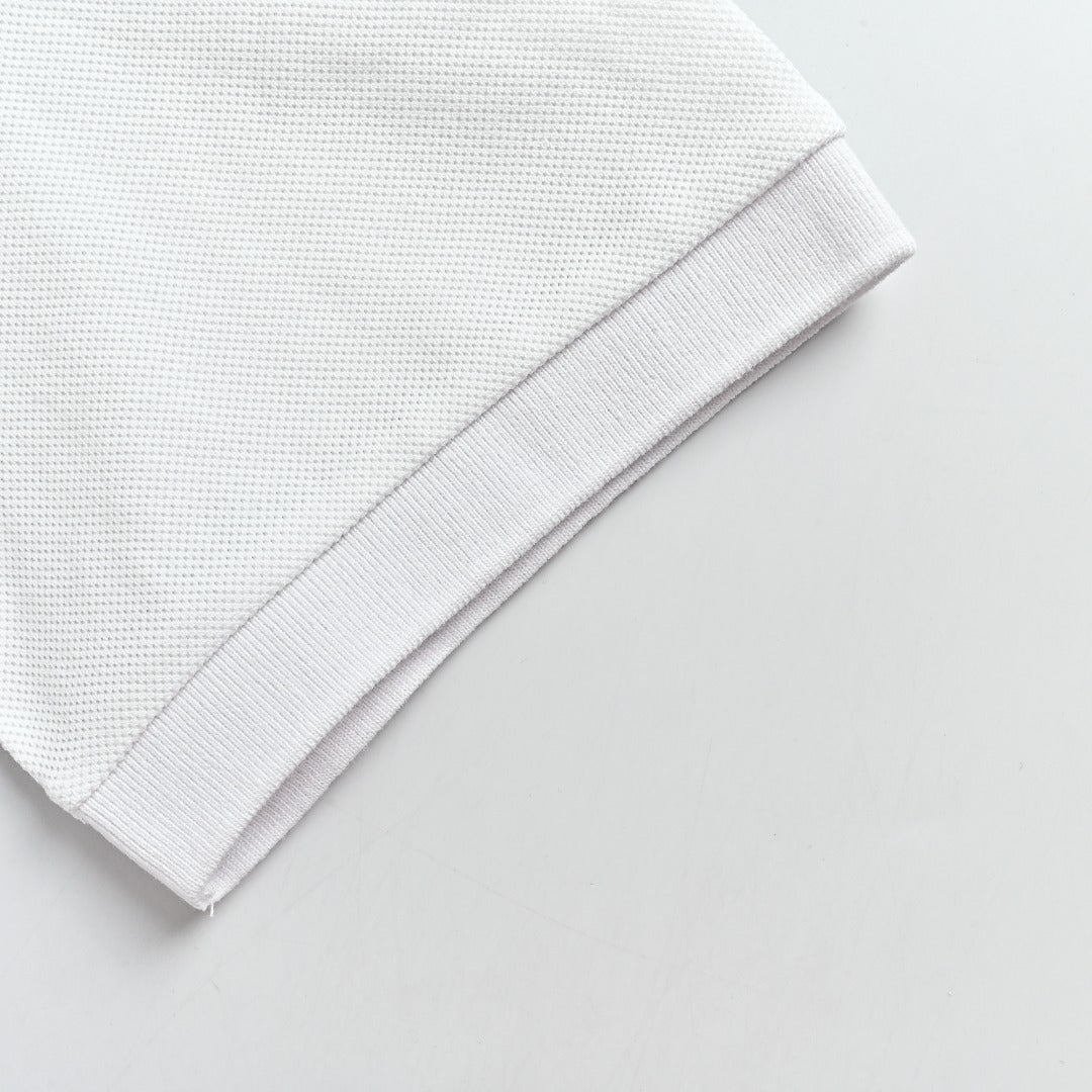 Dior CD Square Badge Pocket Letter Embroidered Short Sleeve Polo Shirt - White