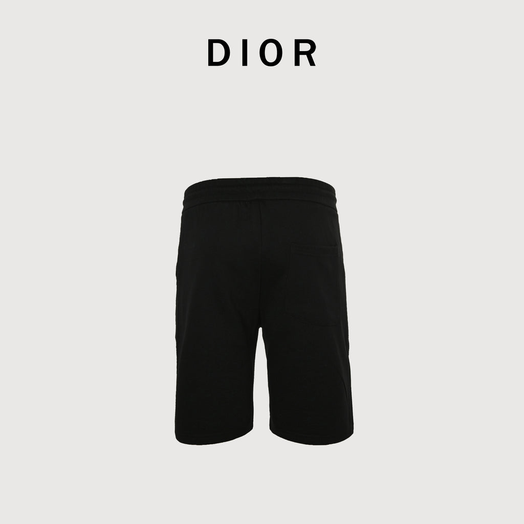 Dior CD Graffiti Paint Splash Embroidered Terry Shorts - Black