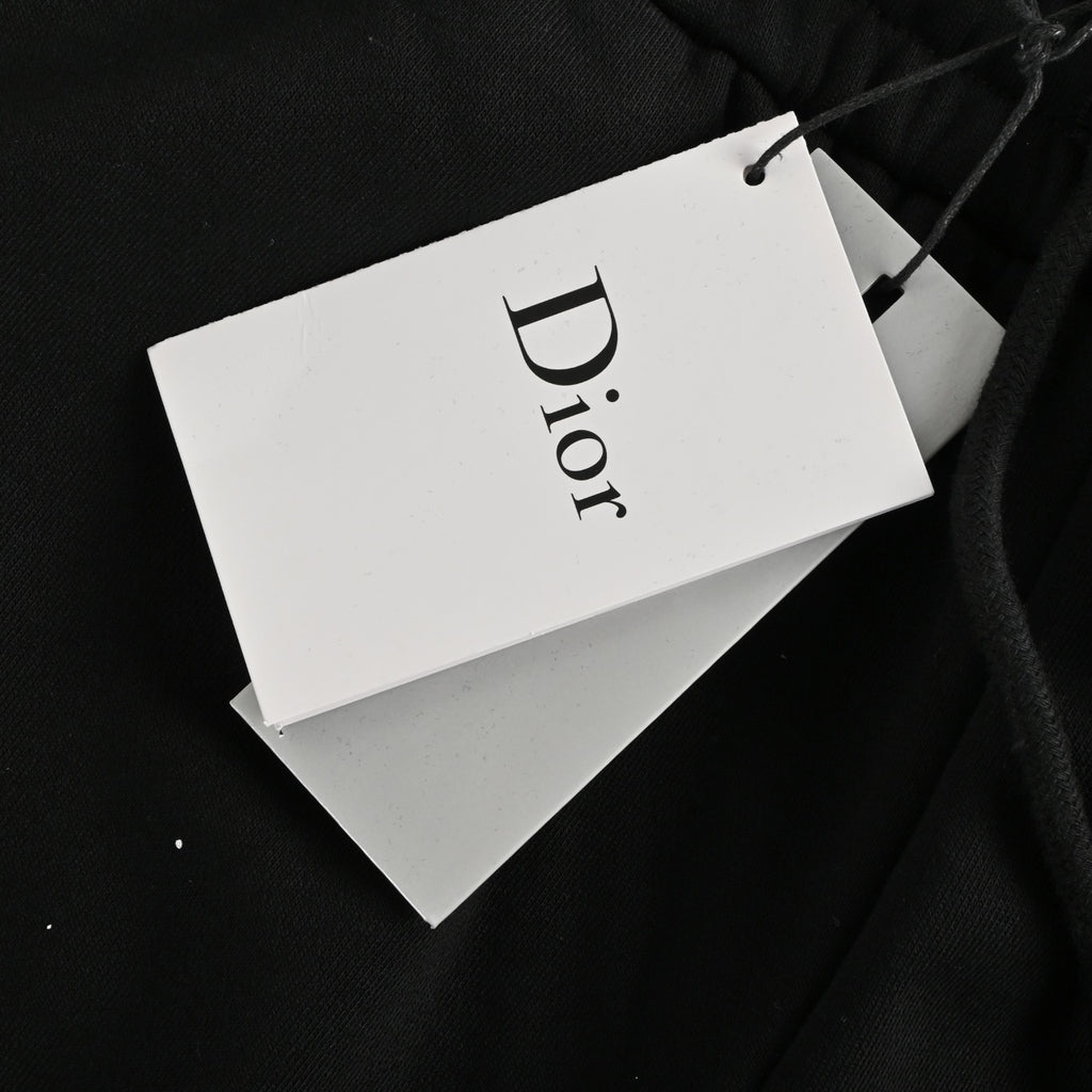 Dior CD Graffiti Paint Splash Embroidered Terry Shorts - Black