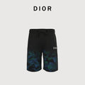Dior CD Hand-Painted Flame Gradient Terry Shorts - Black