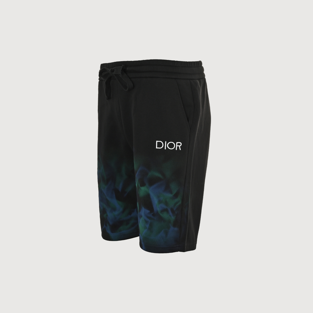 Dior CD Hand-Painted Flame Gradient Terry Shorts - Black