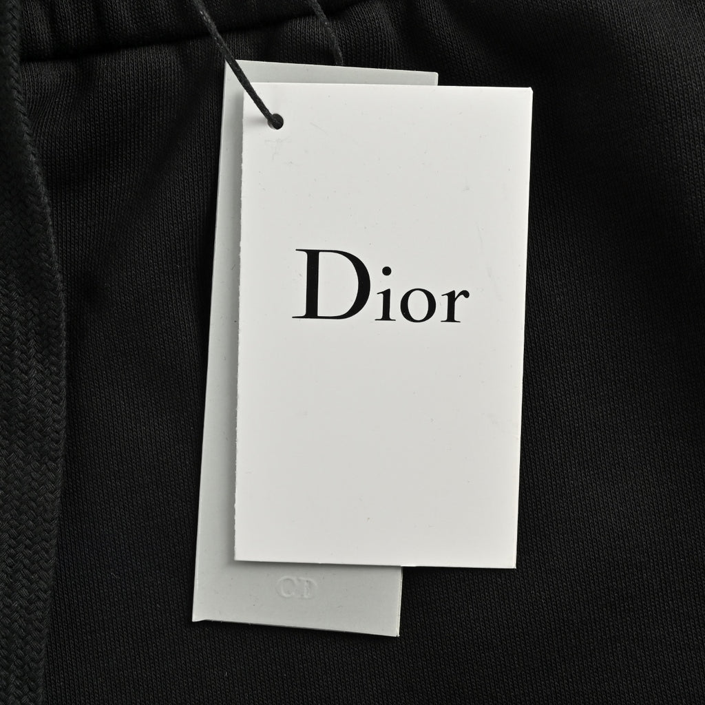 Dior CD Hand-Painted Flame Gradient Terry Shorts - Black