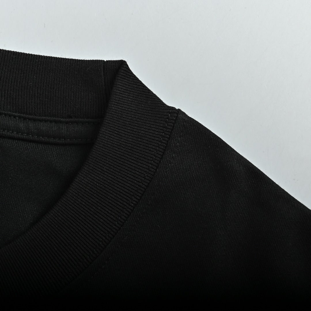 Dior Cursive Silver Thread Script Embroidered Short Sleeve T-Shirt - Black