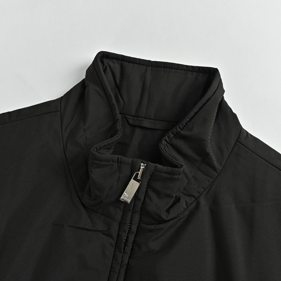 Dior CD Embroidered Stand Collar Zip Vest - Black