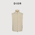 Dior CD Embroidered Stand Collar Zip Vest - Cream