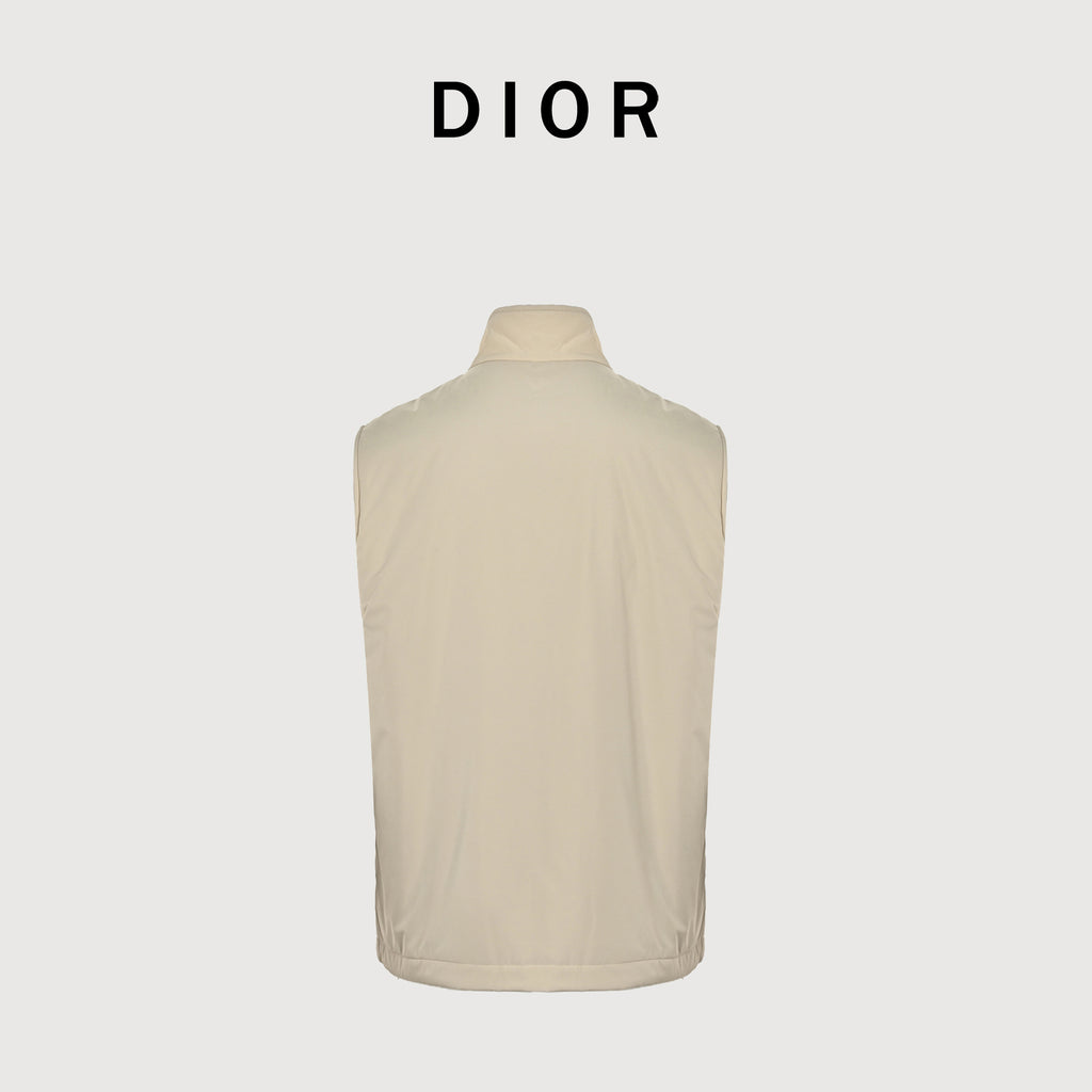 Dior CD Embroidered Stand Collar Zip Vest - Cream