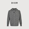 Dior 26SS Oblique All-Over Jacquard Knit Zip Hoodie - Grey