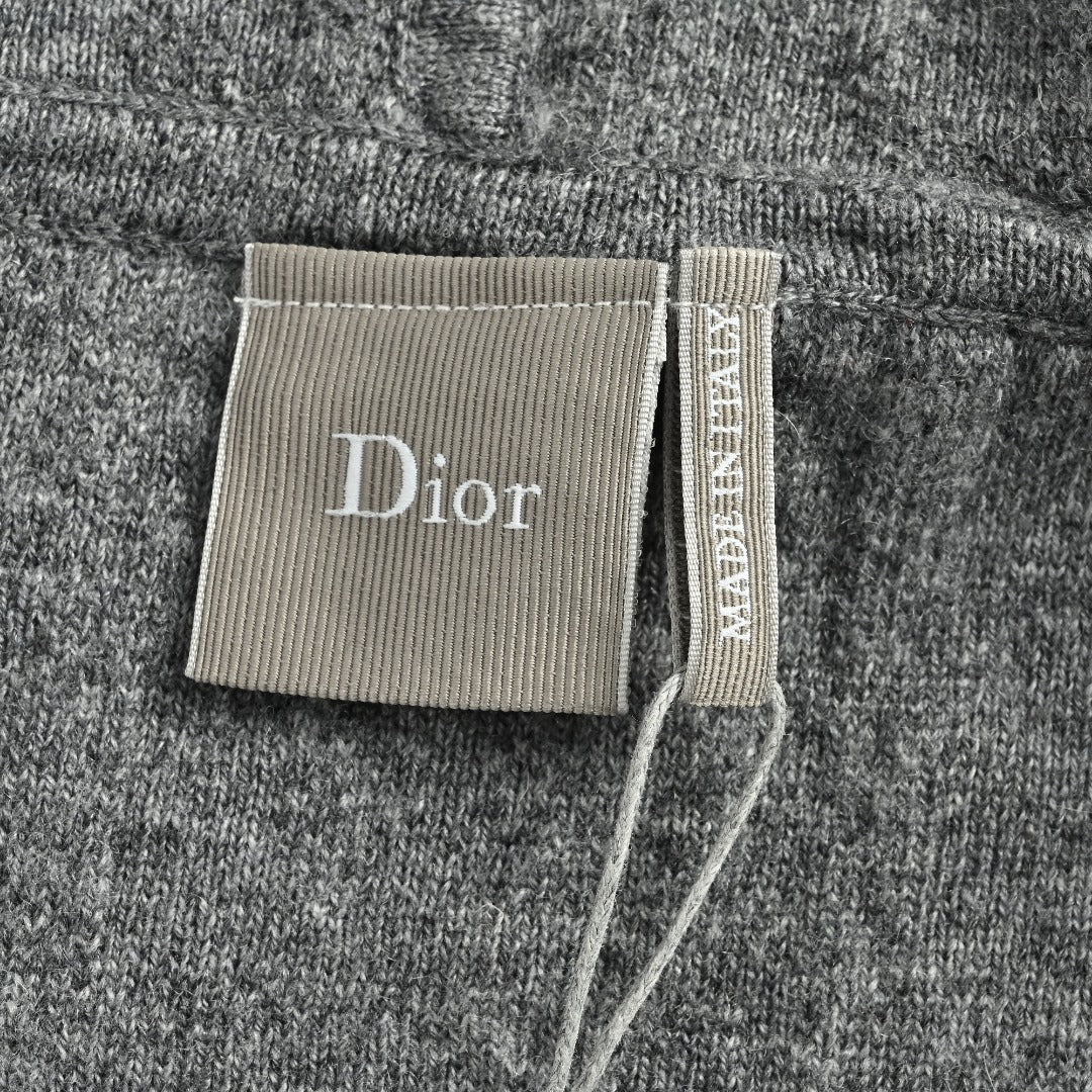 Dior 26SS Oblique All-Over Jacquard Knit Zip Hoodie - Grey