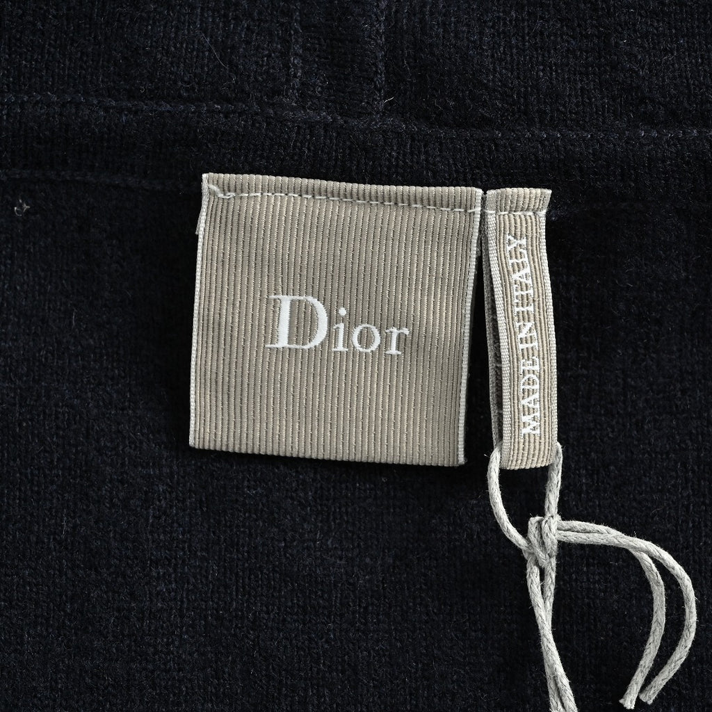 Dior 26SS Oblique All-Over Jacquard Knit Zip Hoodie - Navy