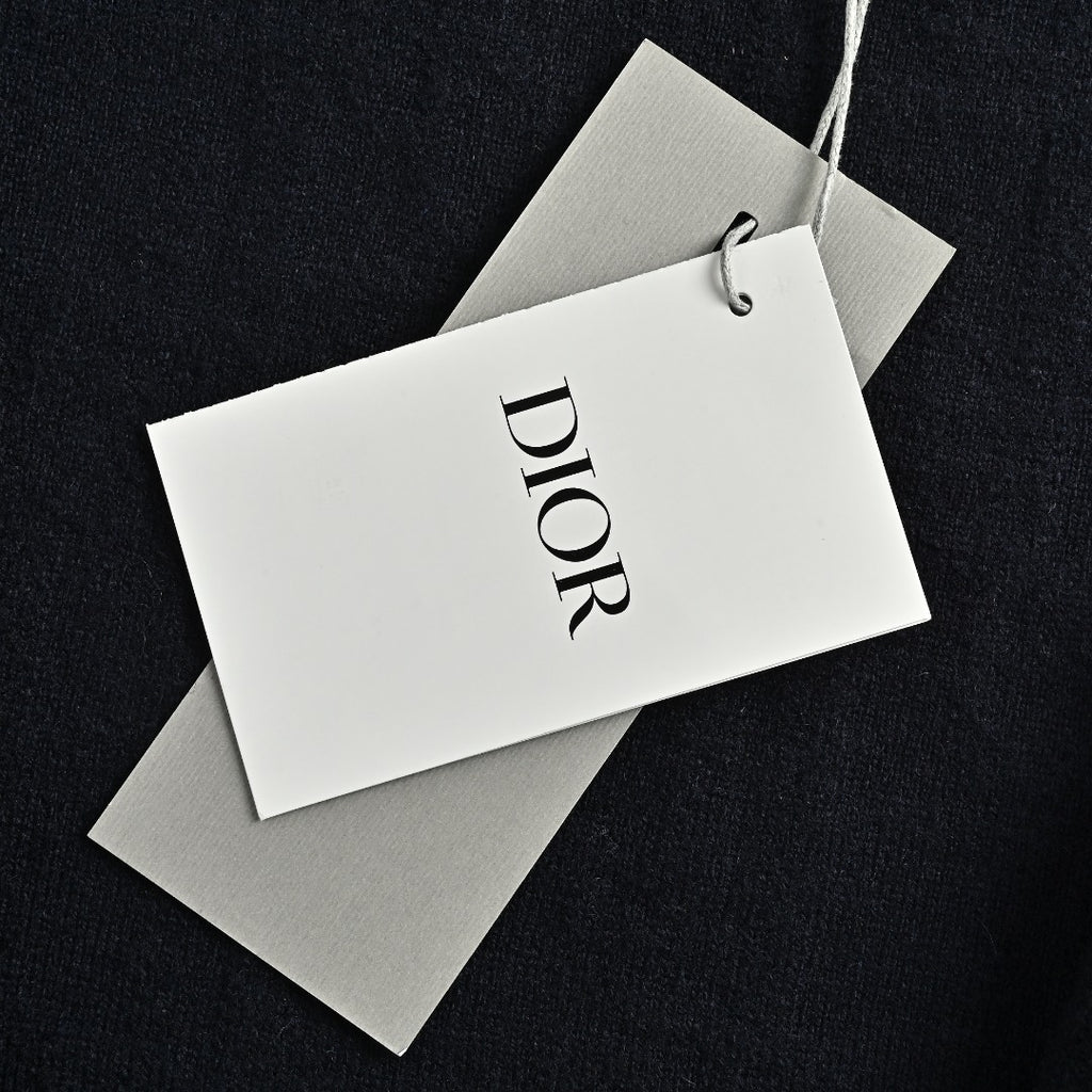 Dior 26SS Oblique All-Over Jacquard Knit Zip Hoodie - Navy