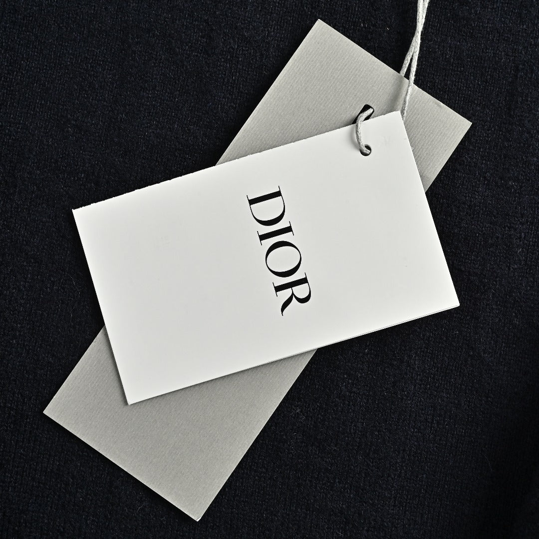 Dior 26SS Oblique All-Over Jacquard Knit Zip Hoodie - Navy
