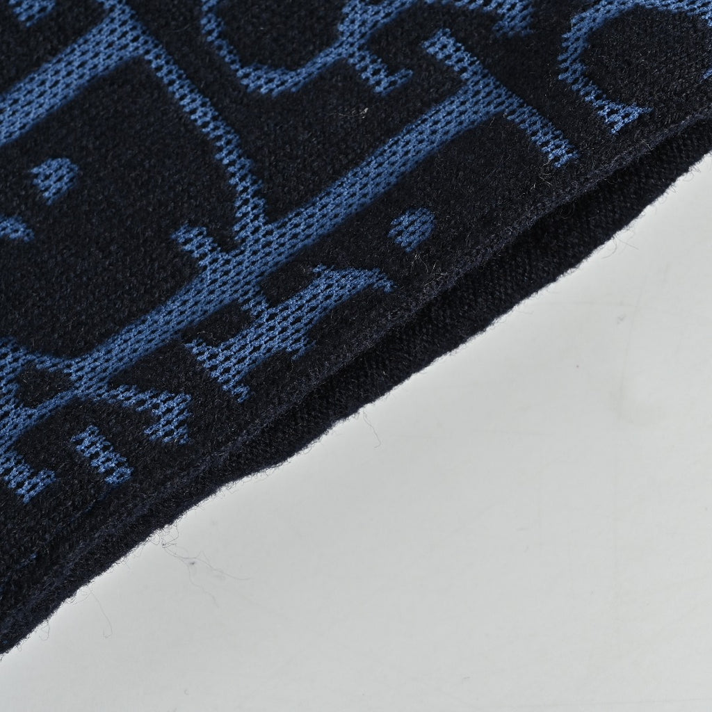 Dior 26SS Oblique All-Over Jacquard Knit Zip Hoodie - Navy