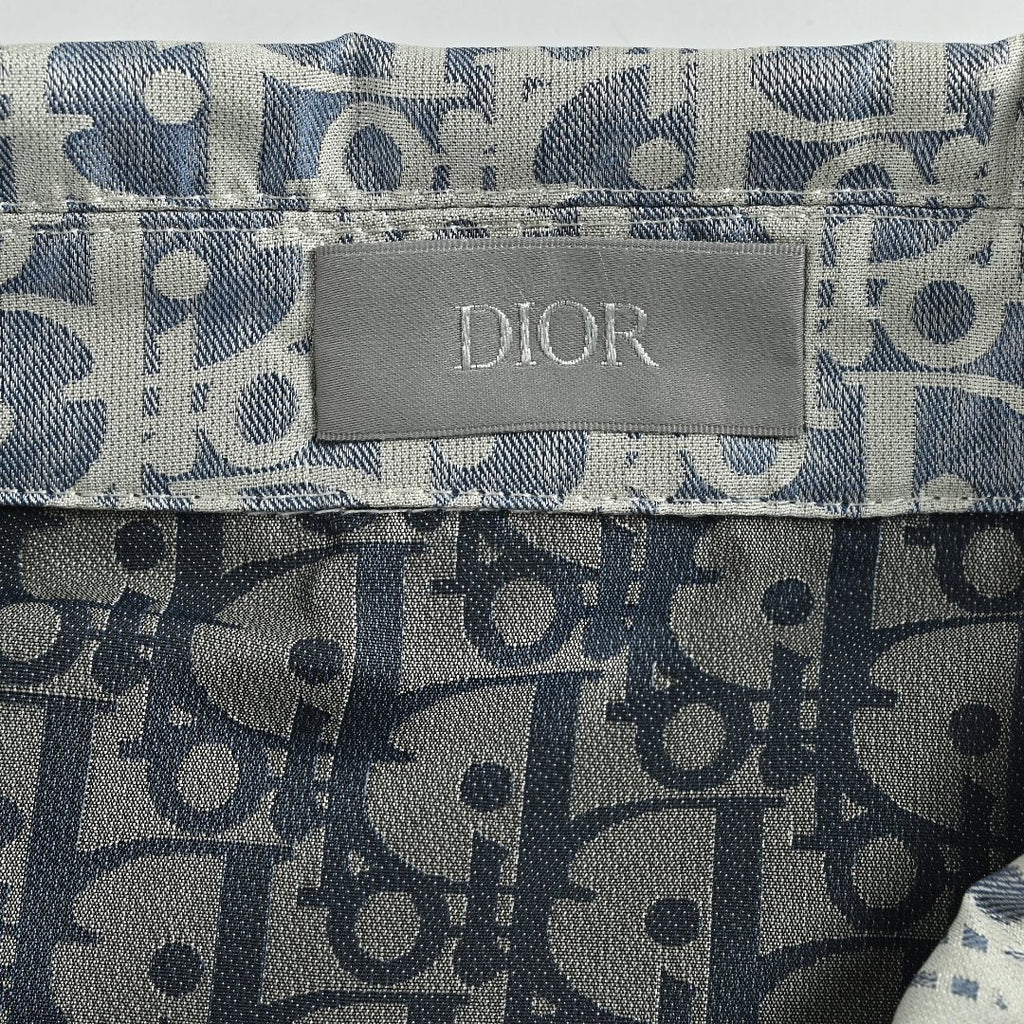 Dior Bee CD Embroidered Chest Pocket Zip Trim Turn-Down Collar Jacket - Light Grey