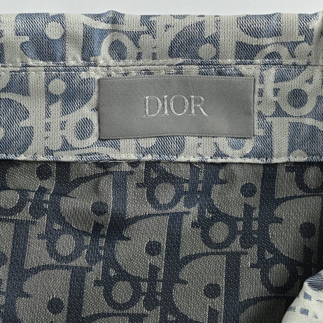 Dior Bee CD Embroidered Chest Pocket Zip Trim Turn-Down Collar Jacket - Light Grey