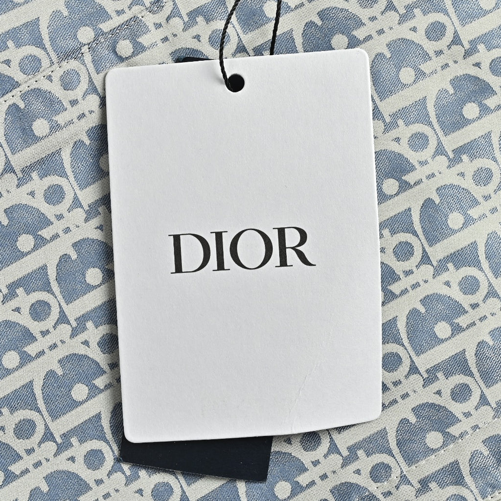 Dior Bee CD Embroidered Chest Pocket Zip Trim Turn-Down Collar Jacket - Light Grey