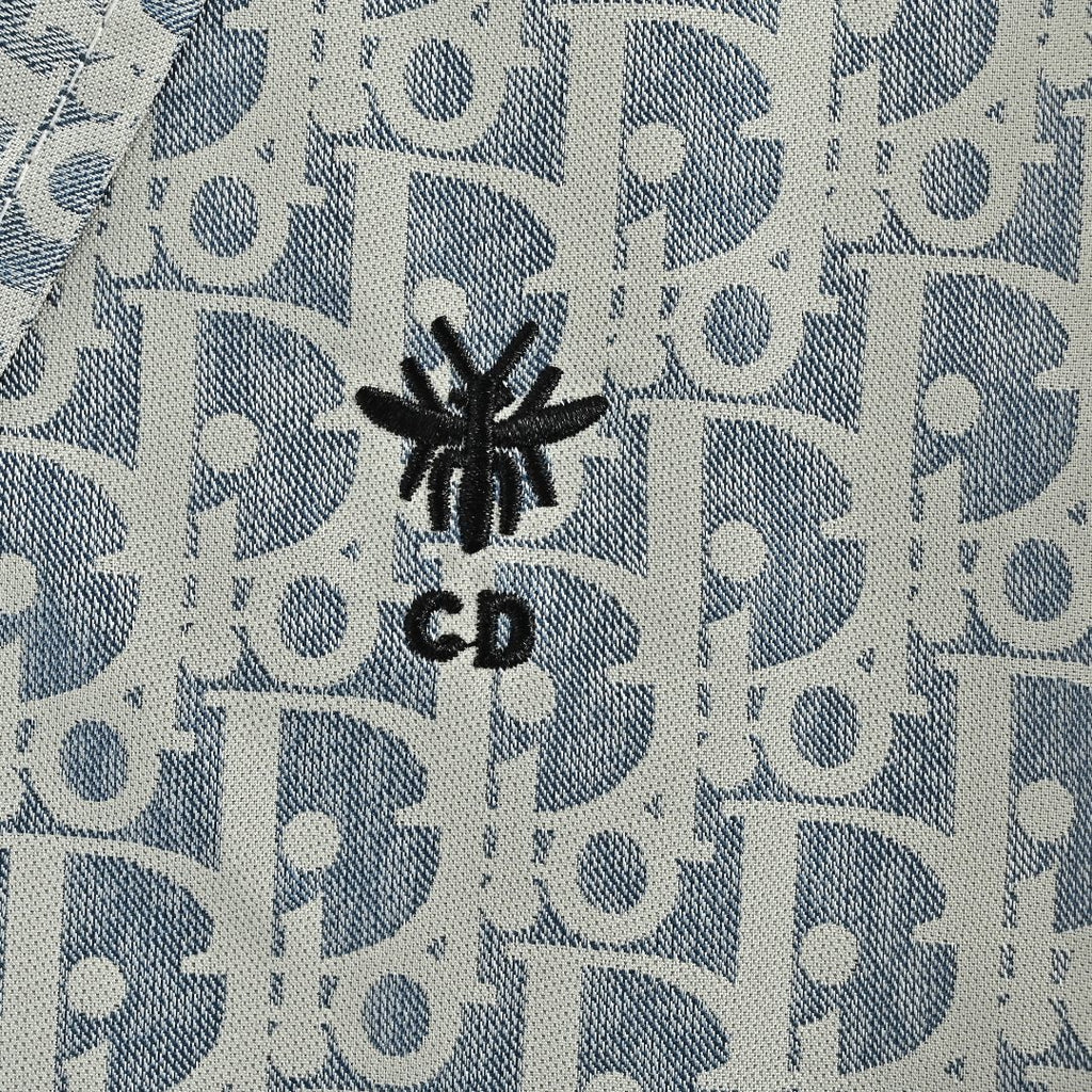 Dior Oblique All-Over Bee Logo Print Zip Jacket - Light Grey