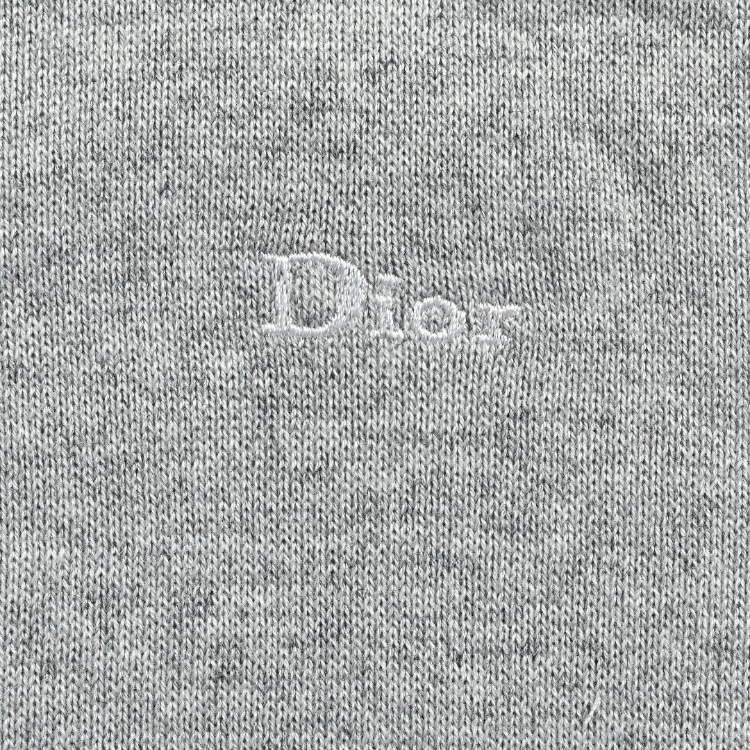 Dior CD Oblique Jacquard Lined Full-Zip Hoodie Sweatshirt - Light Grey