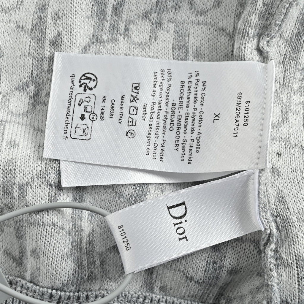 Dior CD Oblique Jacquard Lined Full-Zip Hoodie Sweatshirt - Light Grey